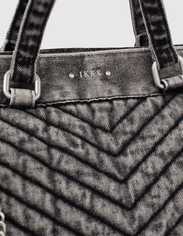 Sac cabas LE 1440 DENIM matelassé chevrons femme-4