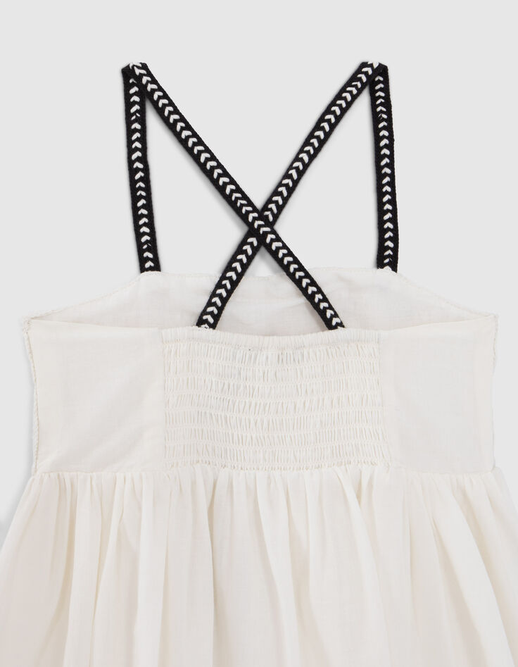 Vestido crudo plastrón encaje macramé niña-6