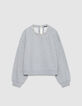 Sudadera oversize gris con cuello joya Mujer-2