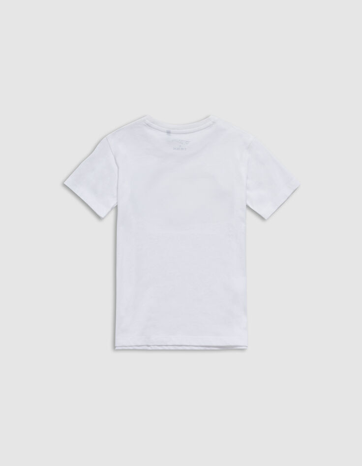 T-shirt blanc bio badge HOT WHEELS x IKKS garçon-3