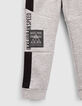 Graue Jungenjogginghose mit Details und Reflektoren-4