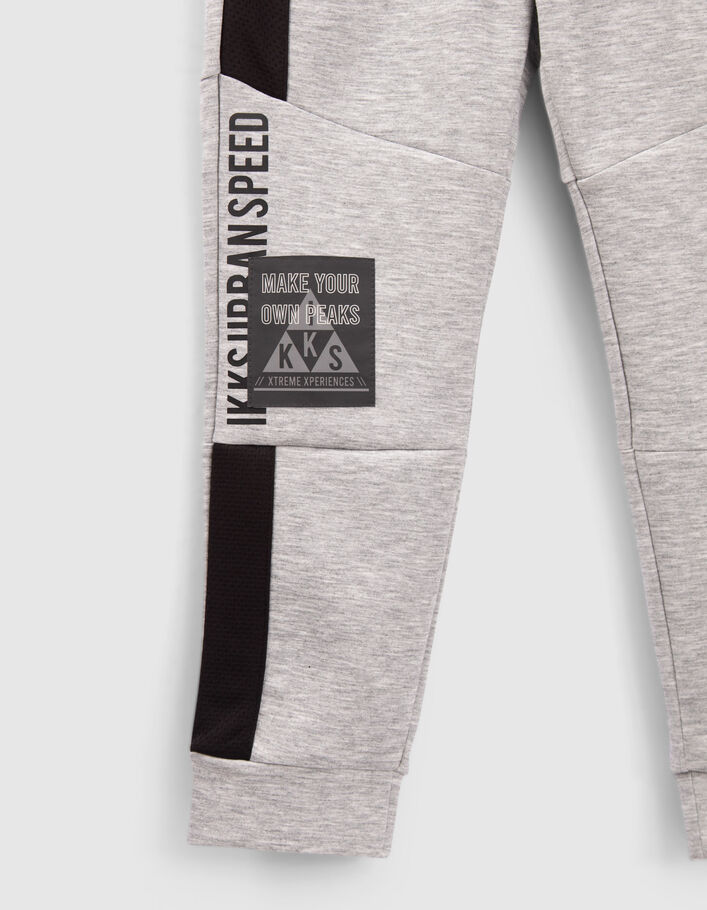 Boys’ grey joggers with black and reflective details - IKKS