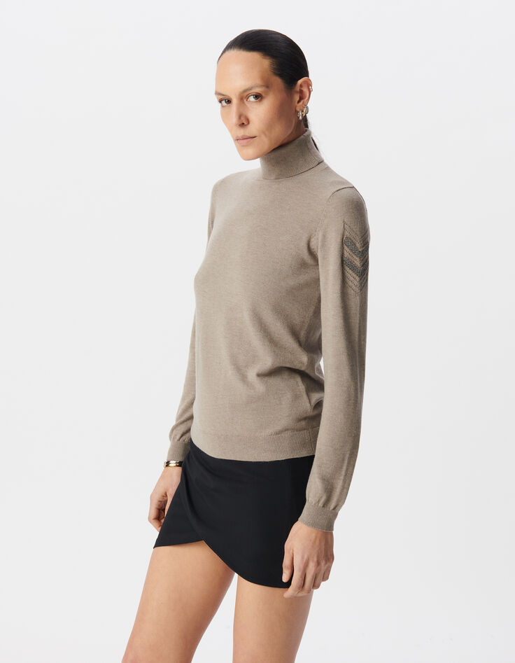 Pull sésame tricot chevrons brodés Femme-2