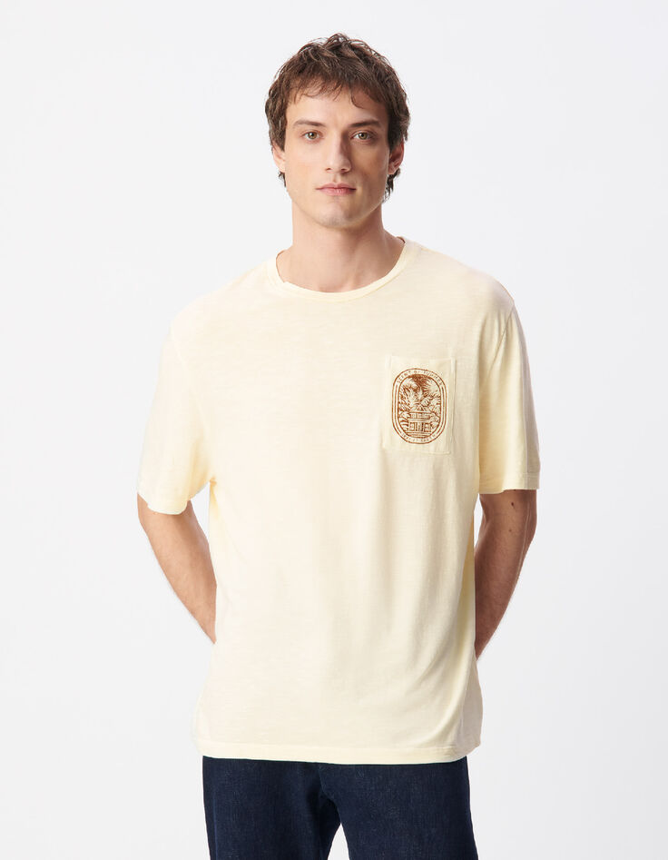 Beiges T-Shirt Bio-Baumwolle mit Tasche-9