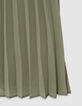 Robe kaki plissée décor clous fille-5