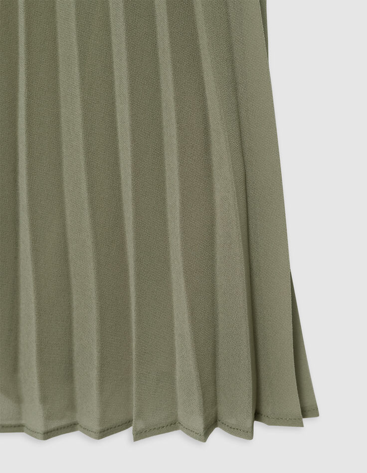 Robe kaki plissée décor clous fille-5