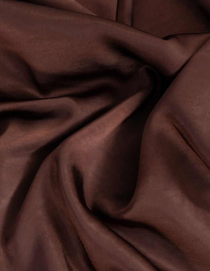 Jupe midi marron satiné Femme-6 Jupe midi marron satiné Femme-6