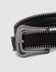 Schwarzer Lederg&uuml;rtel mit Rei&szlig;verschl&uuml;ssen Metallspitzen-4