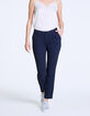 Pantalón fluido tobillero de crepé marino mujer-2