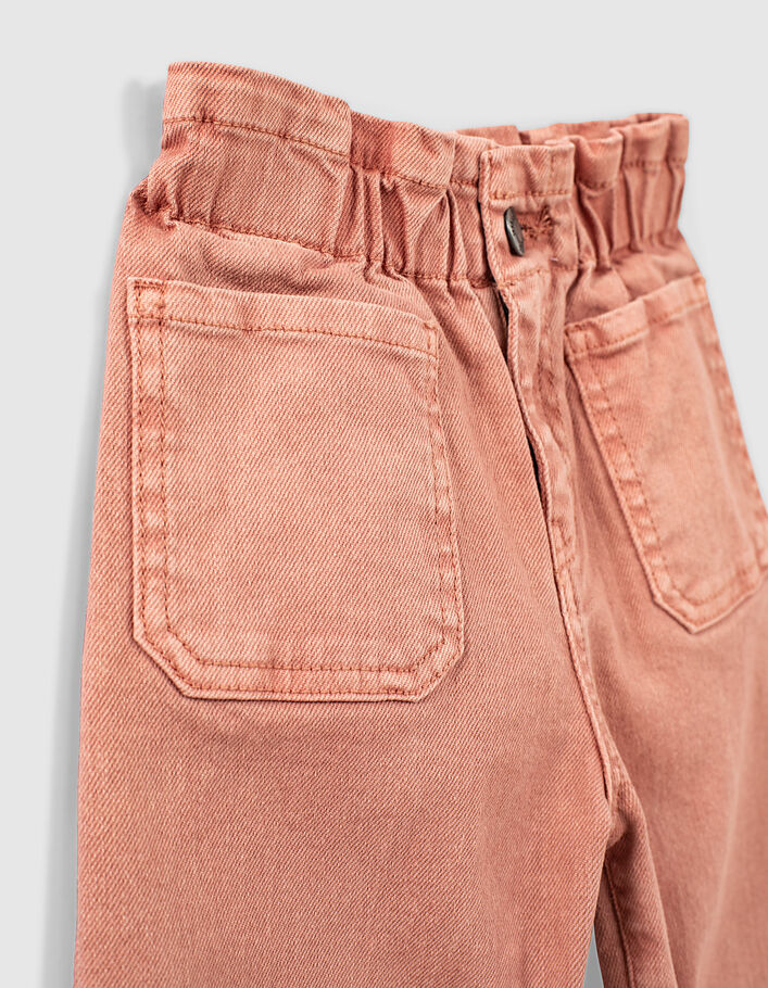 Girls’ dusty pink paperbag jeans - IKKS