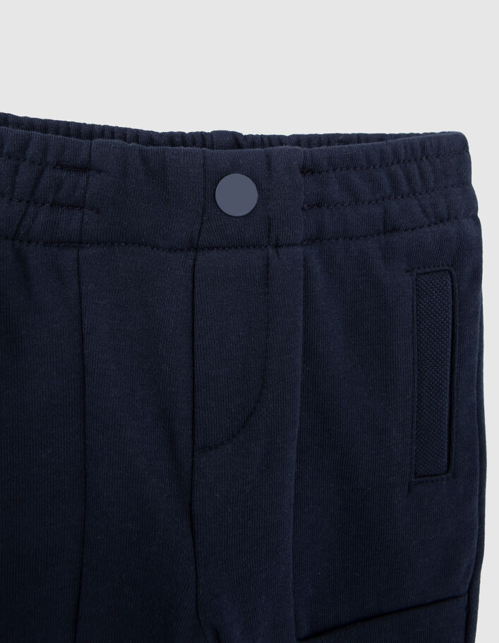 Baby boys' navy knit trousers with seamed pockets - IKKS