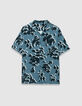 Chemise regular bleue imprimé arty floral Homme-6