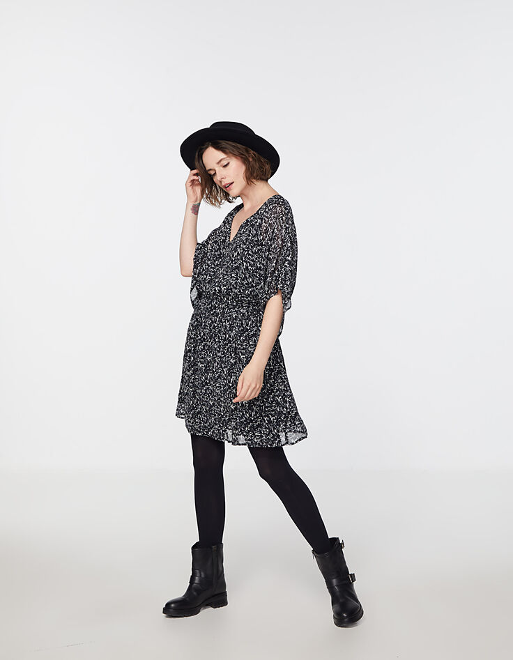 Tailliertes Damenvoilekleid mit Wavy-Print-6