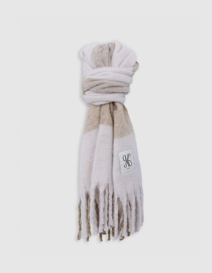 Girl's beige plaid scarf-2