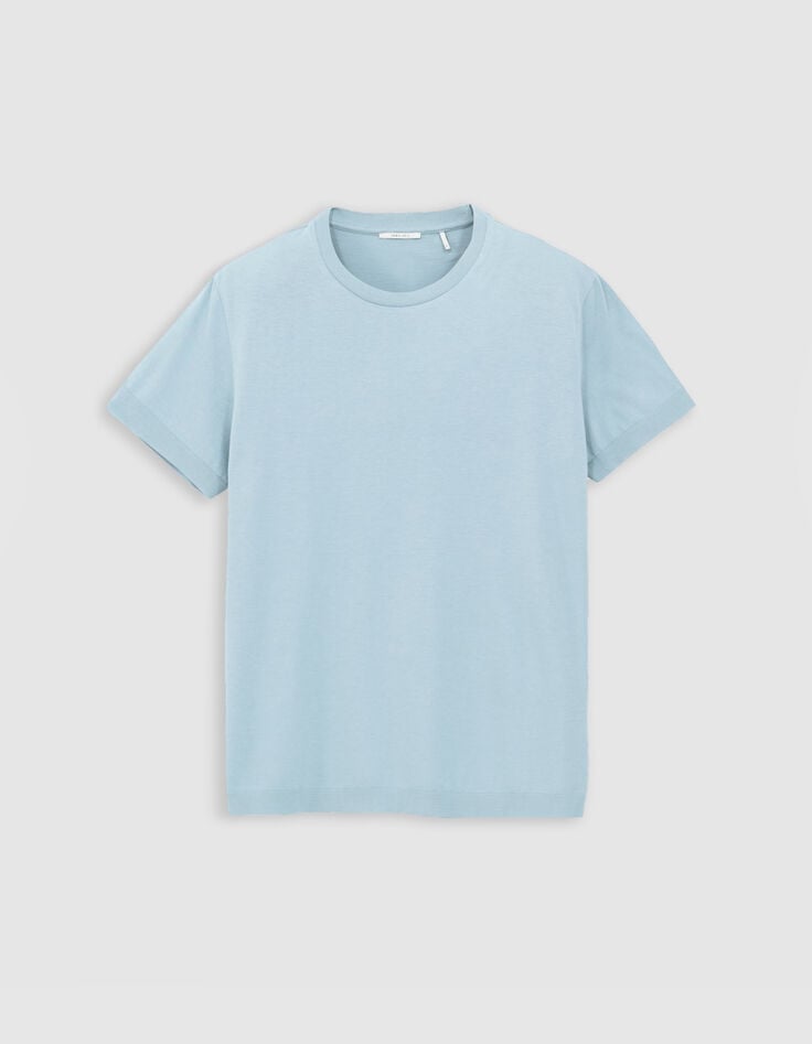 Herren-T-Shirt, hellblau, Baumwollmodal, Rundhals-5