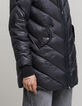 Women’s long light padded jacket+sweatshirt fabric hood-5