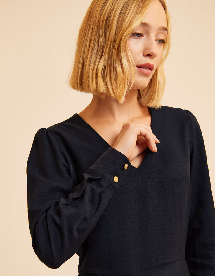 Robe marine effet drap&eacute; c&ocirc;t&eacute; I.Code-5