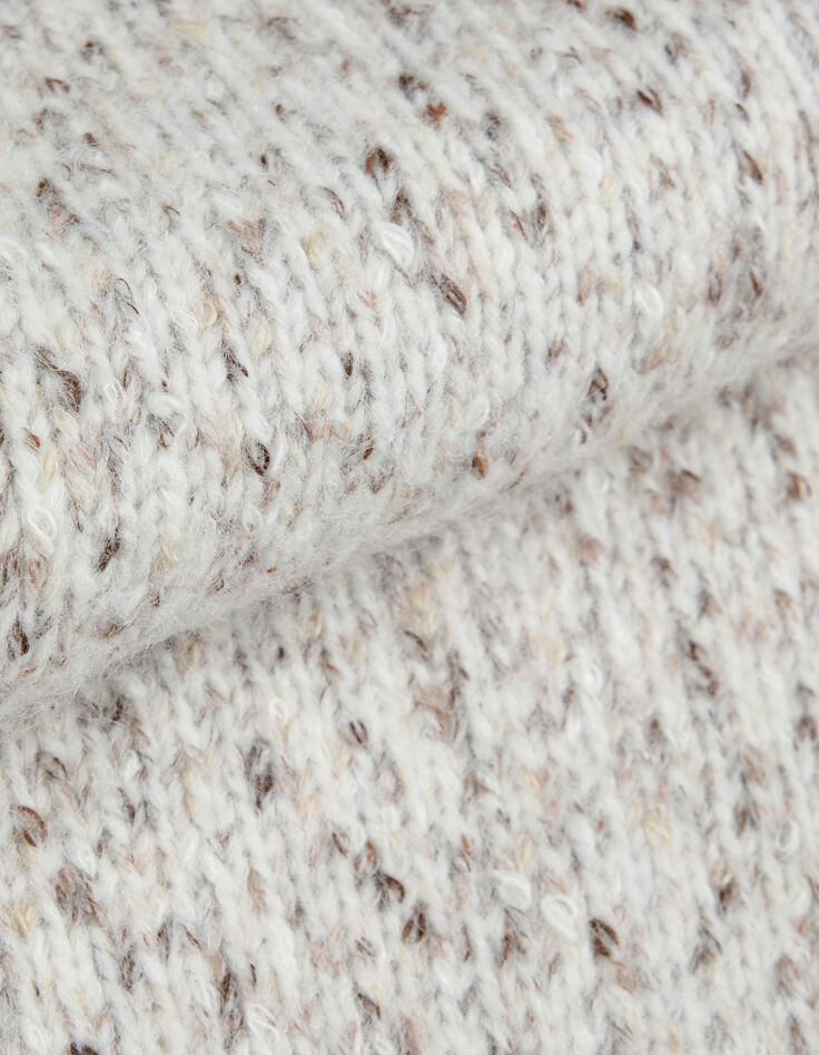 Women's Beige High-Neck Sweater in Yarn-Dyed Knit-9