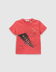 Baby boys’ red T-shirt with 3D lightning image-1