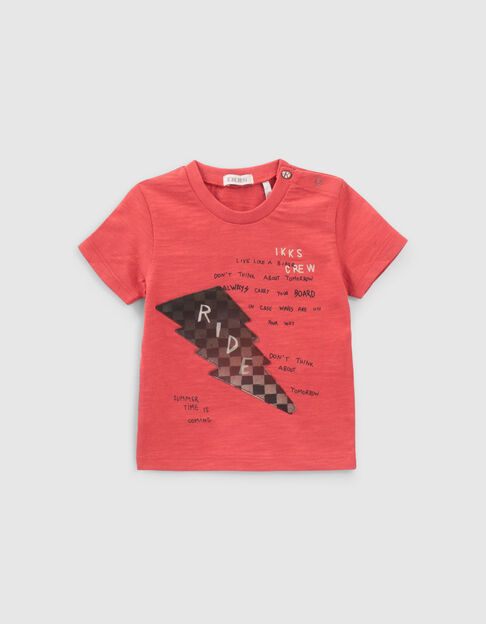 Baby boys’ red T-shirt with 3D lightning image
