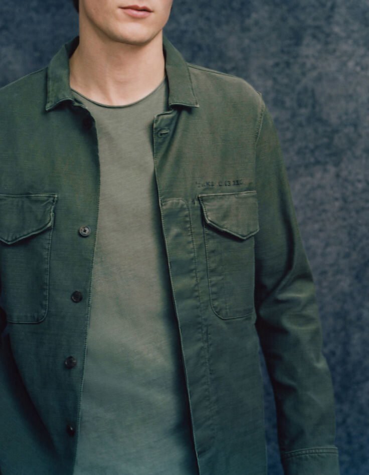 Men&rsquo;s khaki workwear-style canvas REGULAR overshirt-2