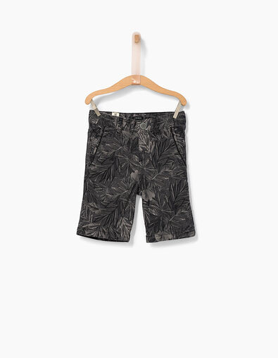 Bermudas chino negras estampado hojas niño  - IKKS
