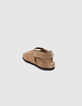 Women's sand suede sandals with eyelet straps-3