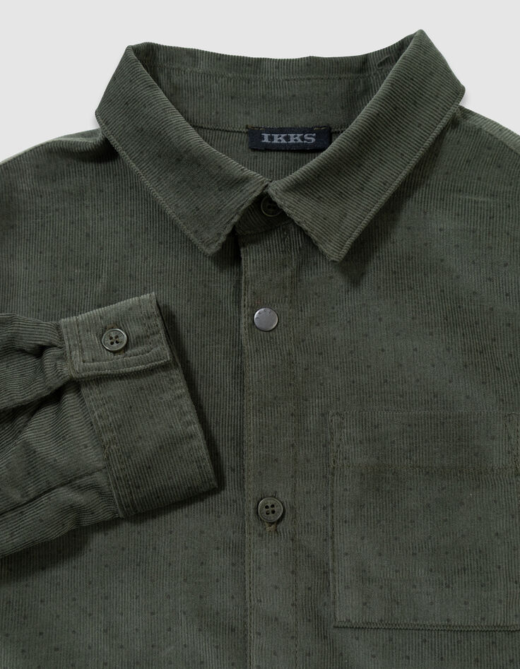 Khaki Jungenhemd lange Ärmel Velours Punkte-3 Khaki Jungenhemd lange Ärmel Velours Punkte-3
