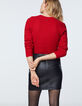Women’s red Aran knit sweater with wool-3