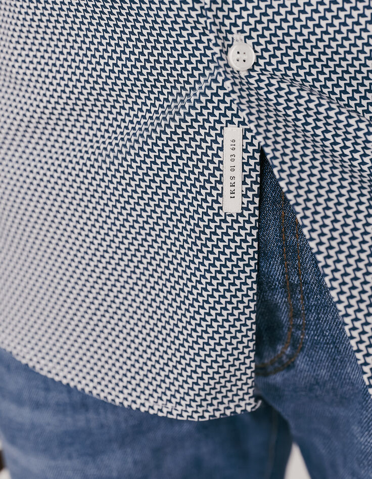 Marineblaues Herrenhemd im SLIM-Fit mit Treppen-Print-4 Marineblaues Herrenhemd im SLIM-Fit mit Treppen-Print-4