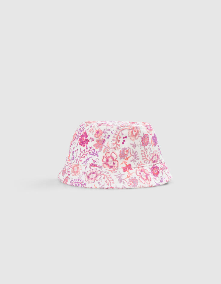 Bob lilas imprimé fleurs et broderie fille-3