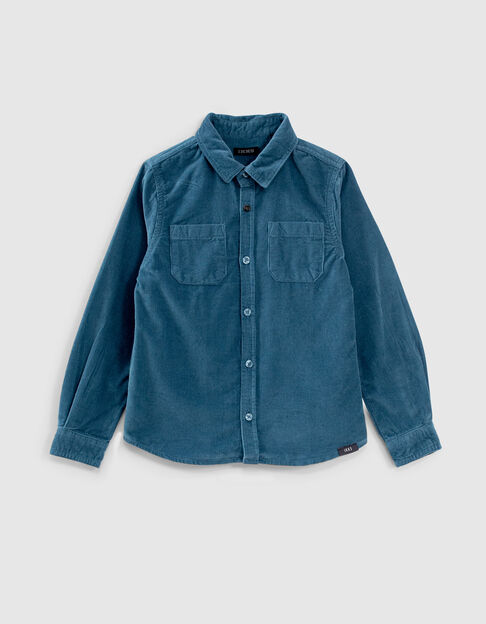 Boys’ dark blue needlecord shirt - IKKS