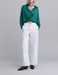 Chemise émeraude drapée Femme-1