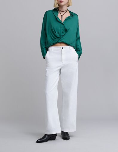 Chemise émeraude drapée Femme - IKKS