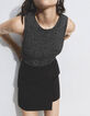 Pure Edition Lurex-Damentop aus Zierstrick in Schwarz-2