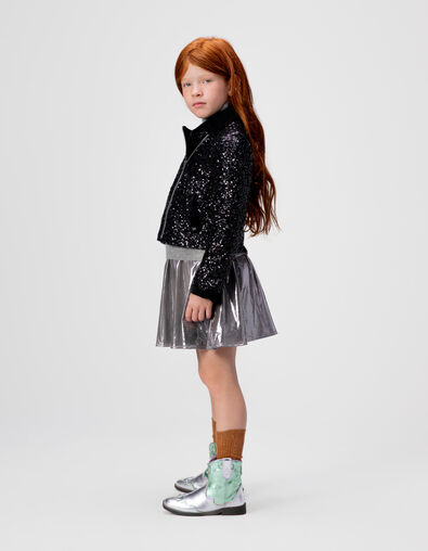 Girls’ black sequinned biker jacket - IKKS