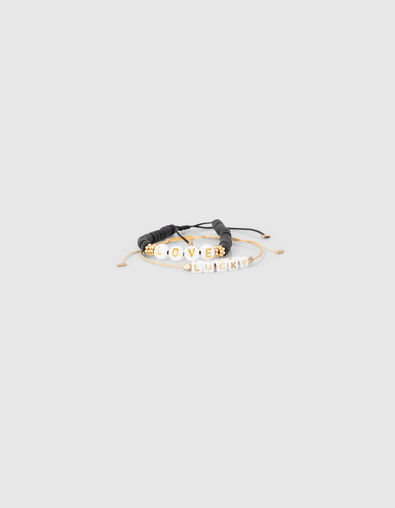 Girls’ vanilla and black slogan beaded bracelets - IKKS