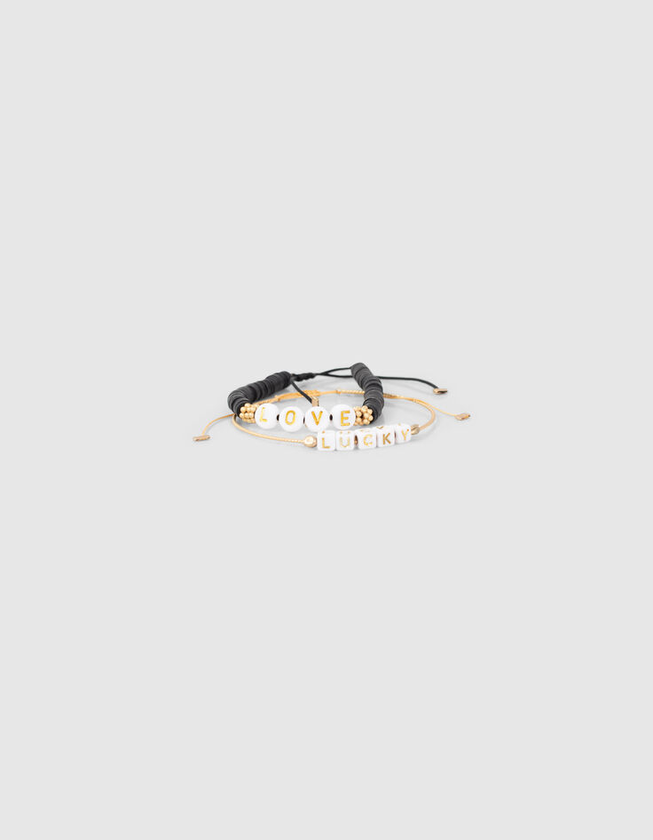 Girls’ vanilla and black slogan beaded bracelets-1 Girls’ vanilla and black slogan beaded bracelets-1