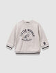 Boys’ grey organic cotton sweatshirt, winged shoe image-1