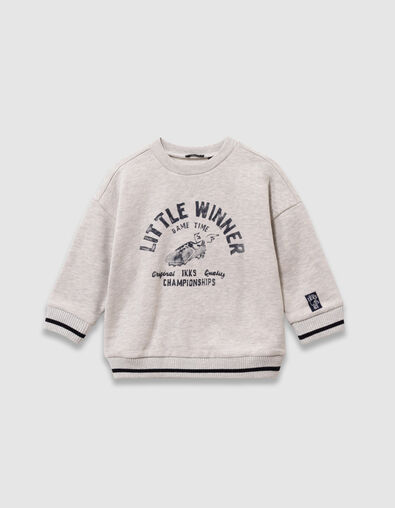 Boys’ grey organic cotton sweatshirt, winged shoe image - IKKS