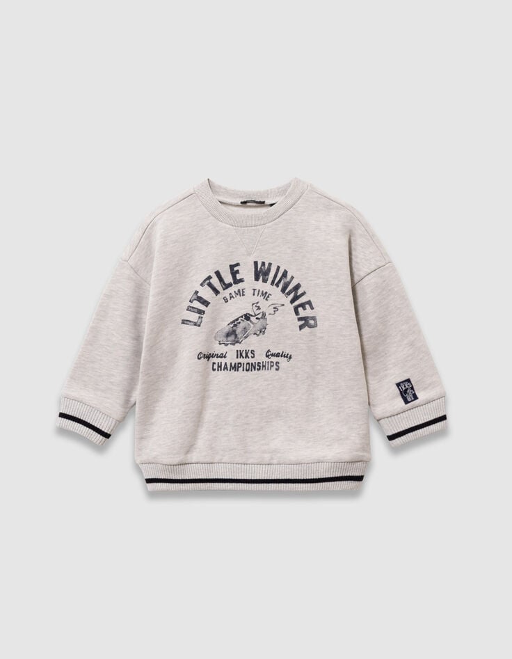 Boys’ grey organic cotton sweatshirt, winged shoe image-1