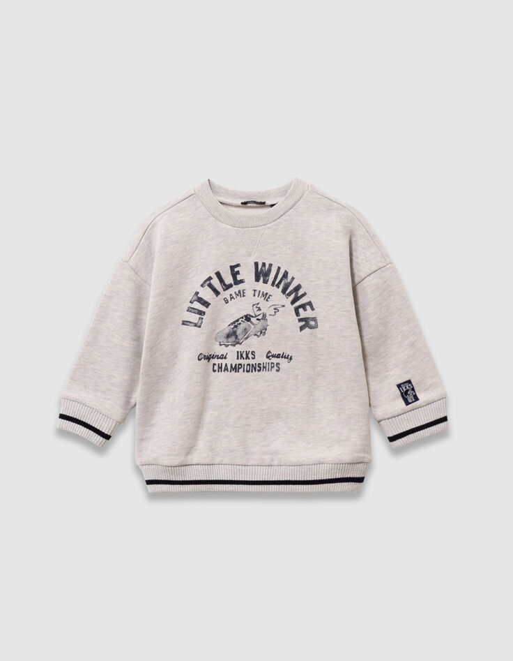 Boys’ grey organic cotton sweatshirt, winged shoe image-1 Boys’ grey organic cotton sweatshirt, winged shoe image-1
