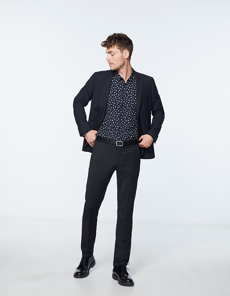 Schwarzes SLIM-Herrenhemd mit Paris-Motiven-7