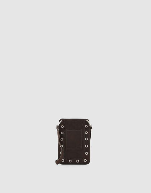 The clutch bag brown leather eyelets Women - IKKS