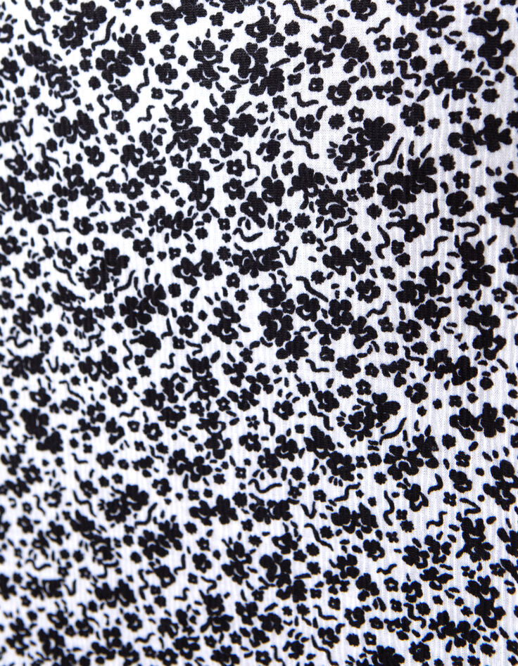 Cremeweißes langes Mädchenkleid mit schwarzem Blumenprint-6