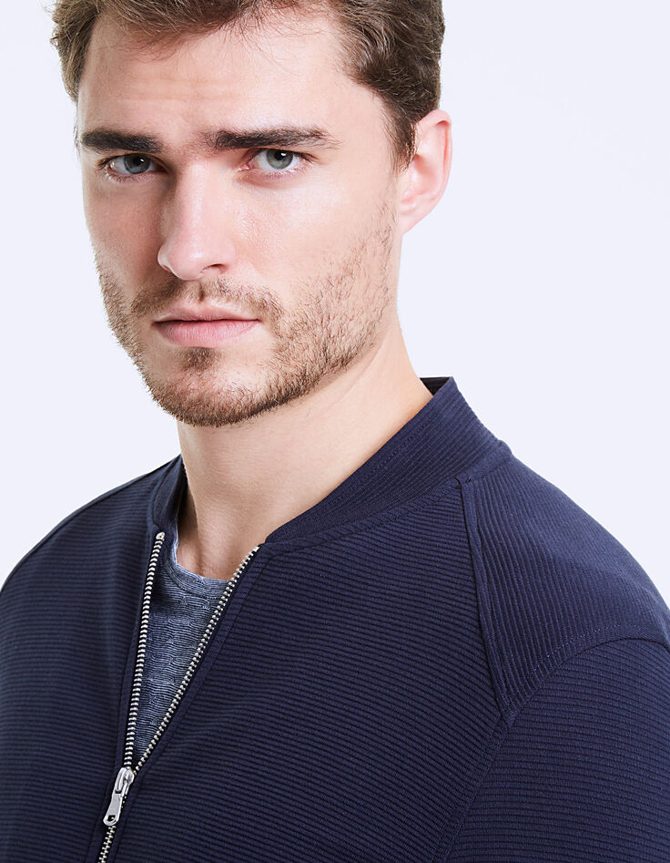 Cardigan marine &agrave; c&ocirc;tes Ottoman Homme-2