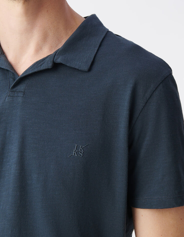 Herrenpoloshirt REGULAR, tintenfarben, Biowolle, geflammt-3