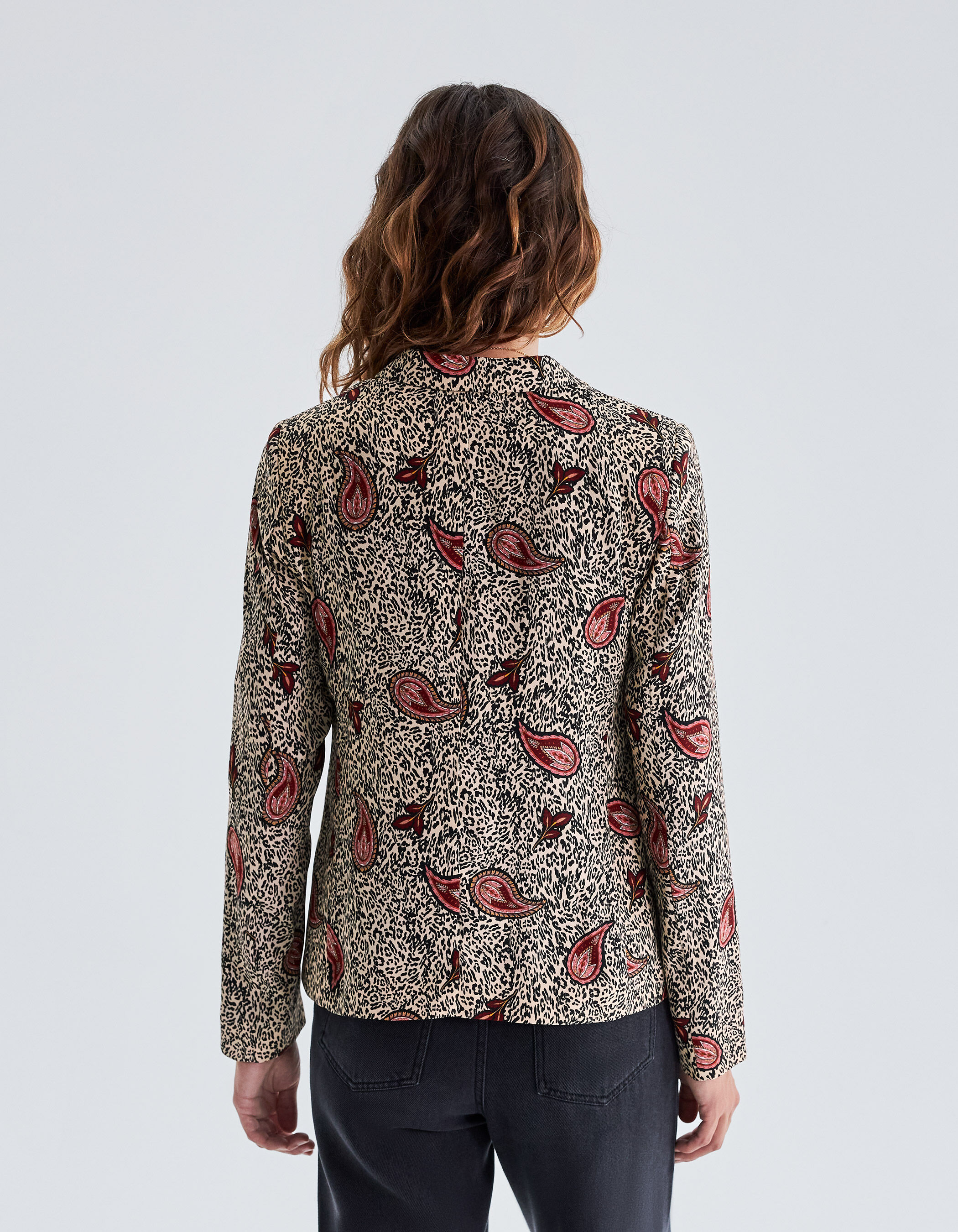Women s ecru recycled paisley leopard suit jacket