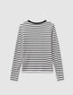 Girls’ green and white striped long-sleeved T-shirt-4