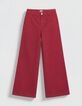 Chino large Rouge coton Femme-5